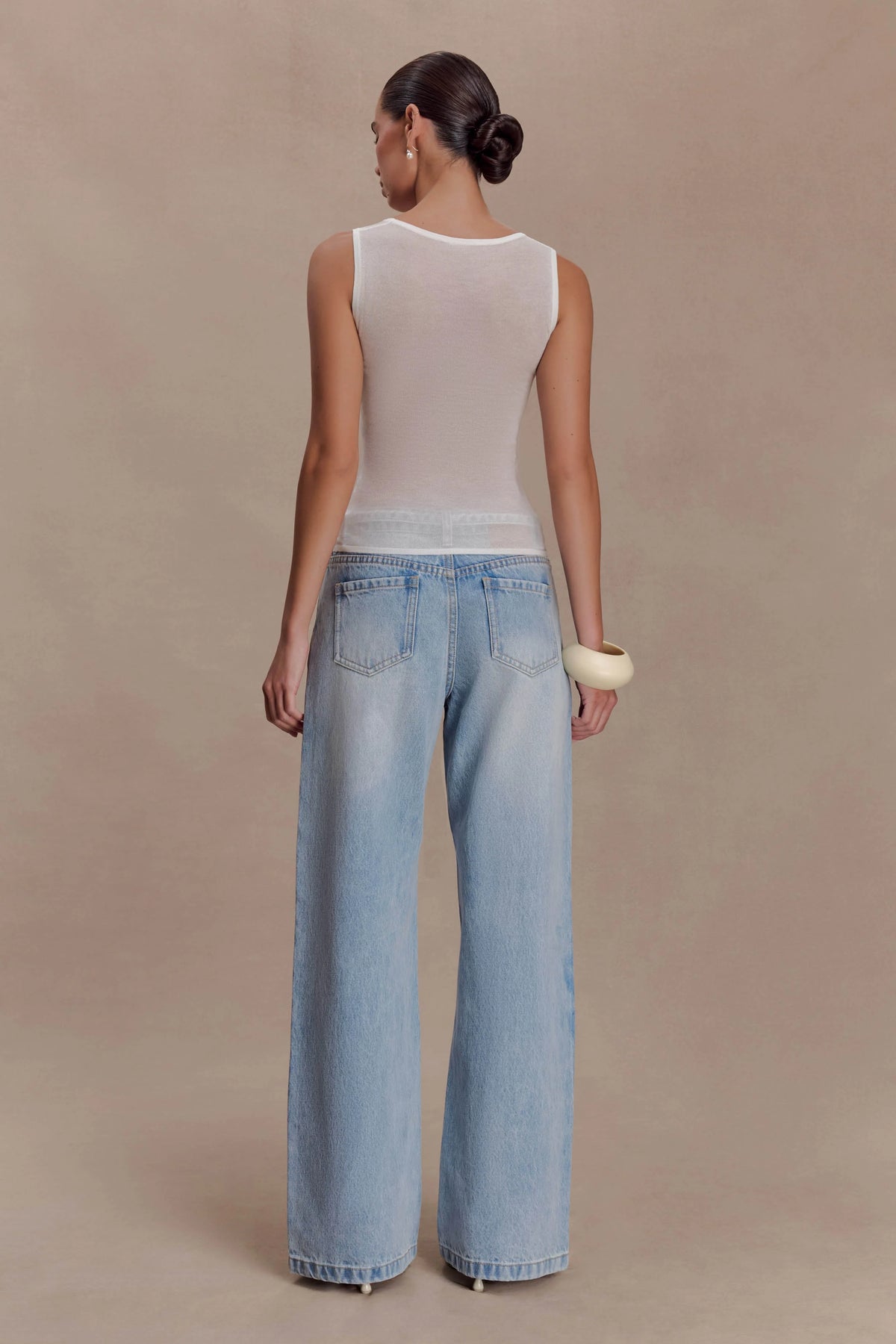 Dollie Sheer Knit Tank Top Ivory