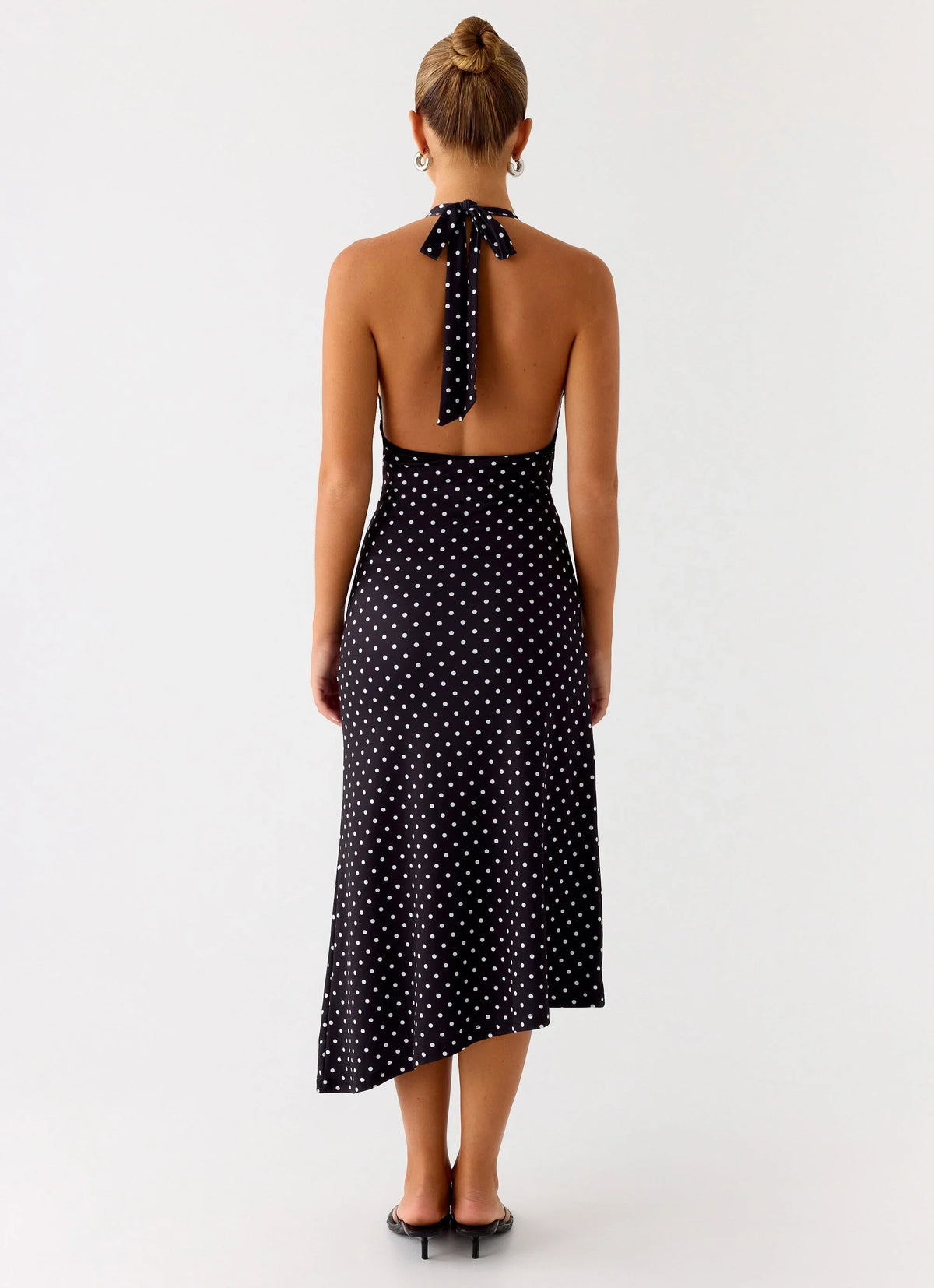 Illuminate Halter Midi Dress Black Polkadot