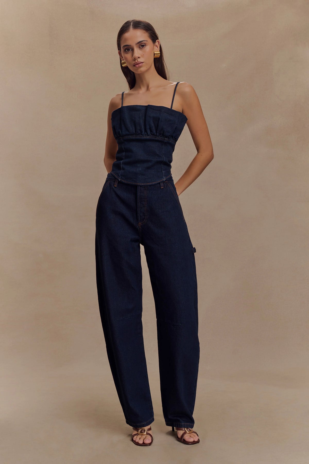 Cecilia Denim Frill Corset Indigo Blue