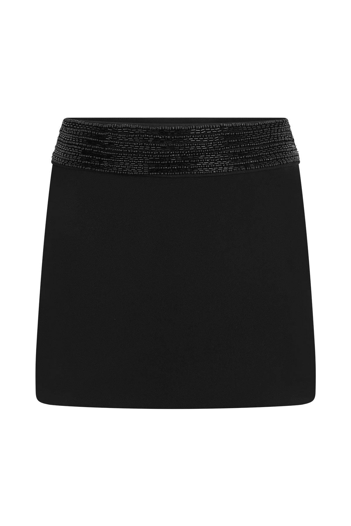 Emilia Beaded Waistband Mini Skirt Black