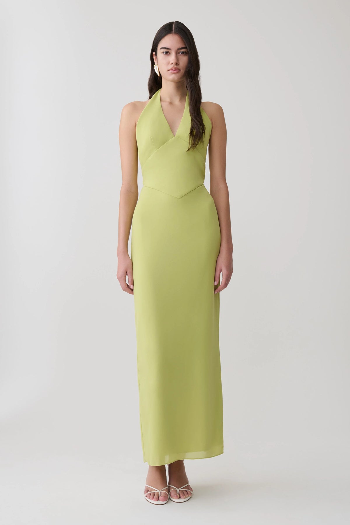 Valentina Chiffon Halter Maxi Dress Pistachio