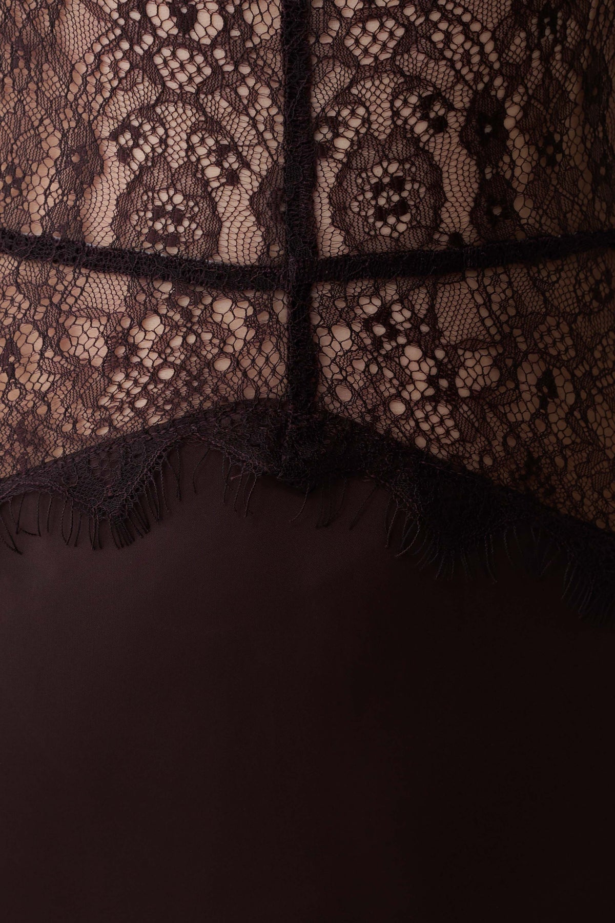 Dinah Lace And Satin Maxi Dress Chocolate