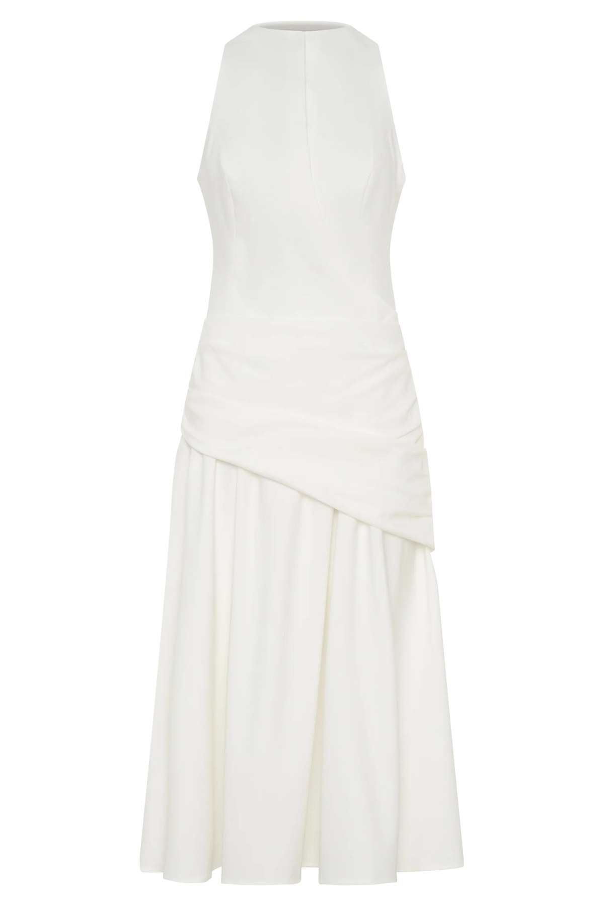 Emily Wrapped Waist Midi Dress White