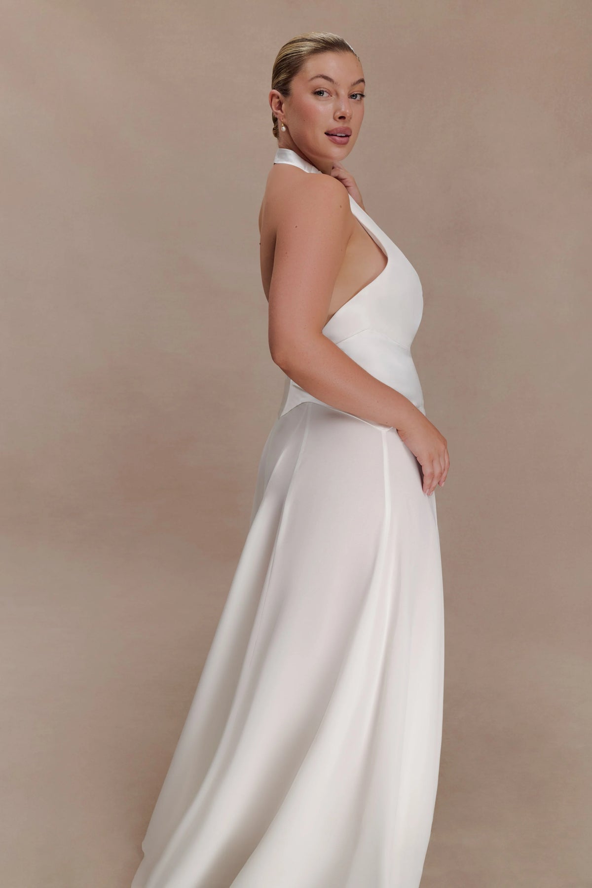 Susan Chiffon Halter Maxi Dress Ivory