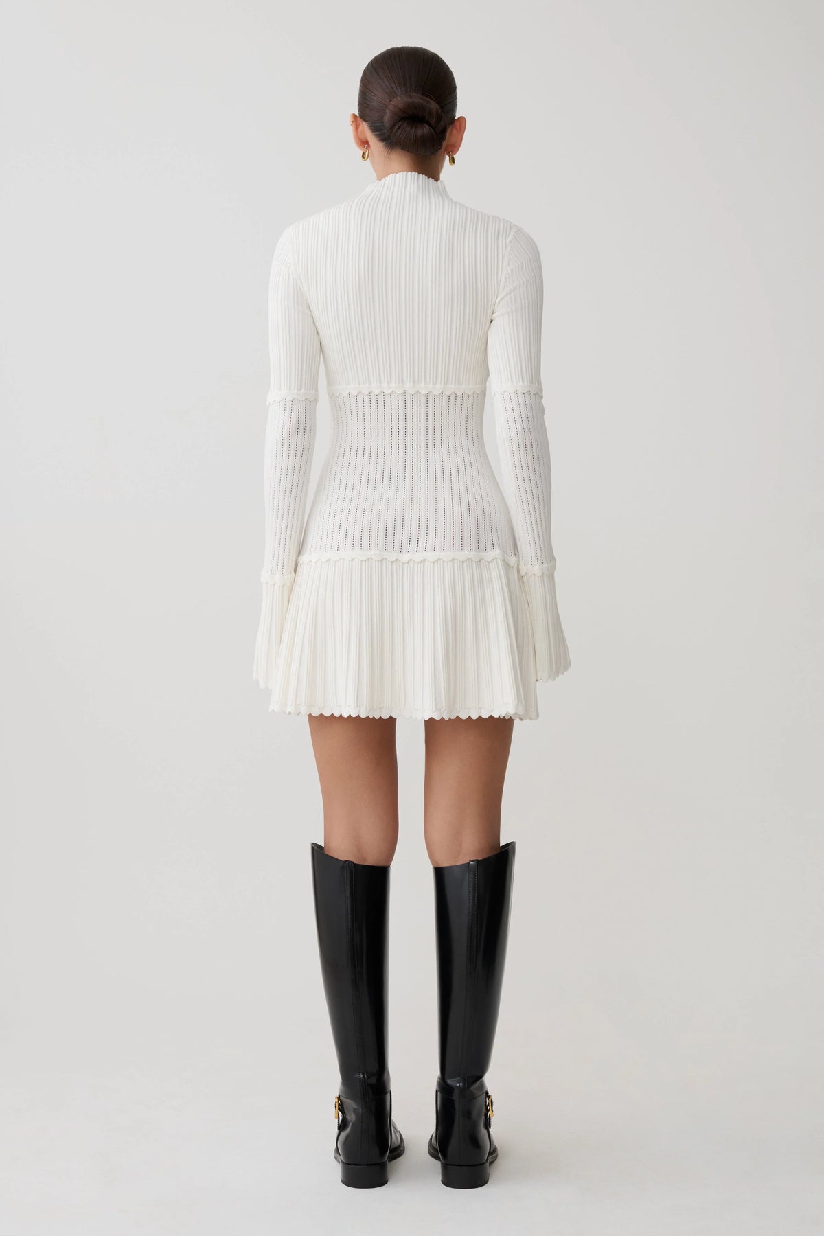 Adena Pointelle Knit Mini Dress Ivory