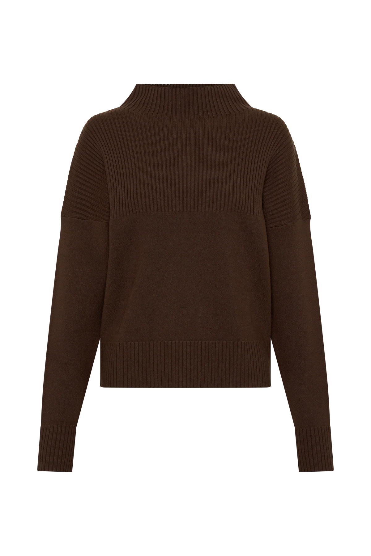 Stanley Ribbed High Neck Jumper Chocolate