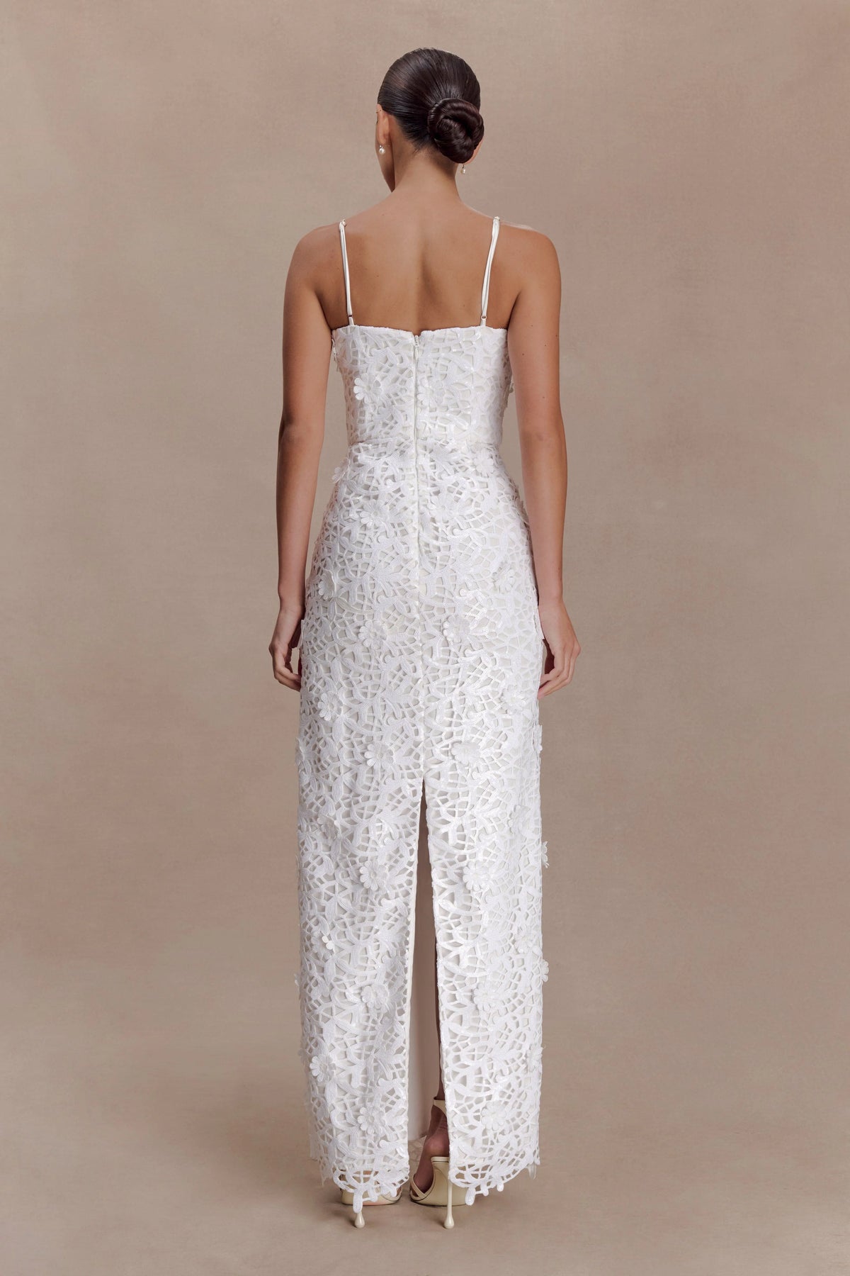 Josefa Sequin Lace Maxi Dress White