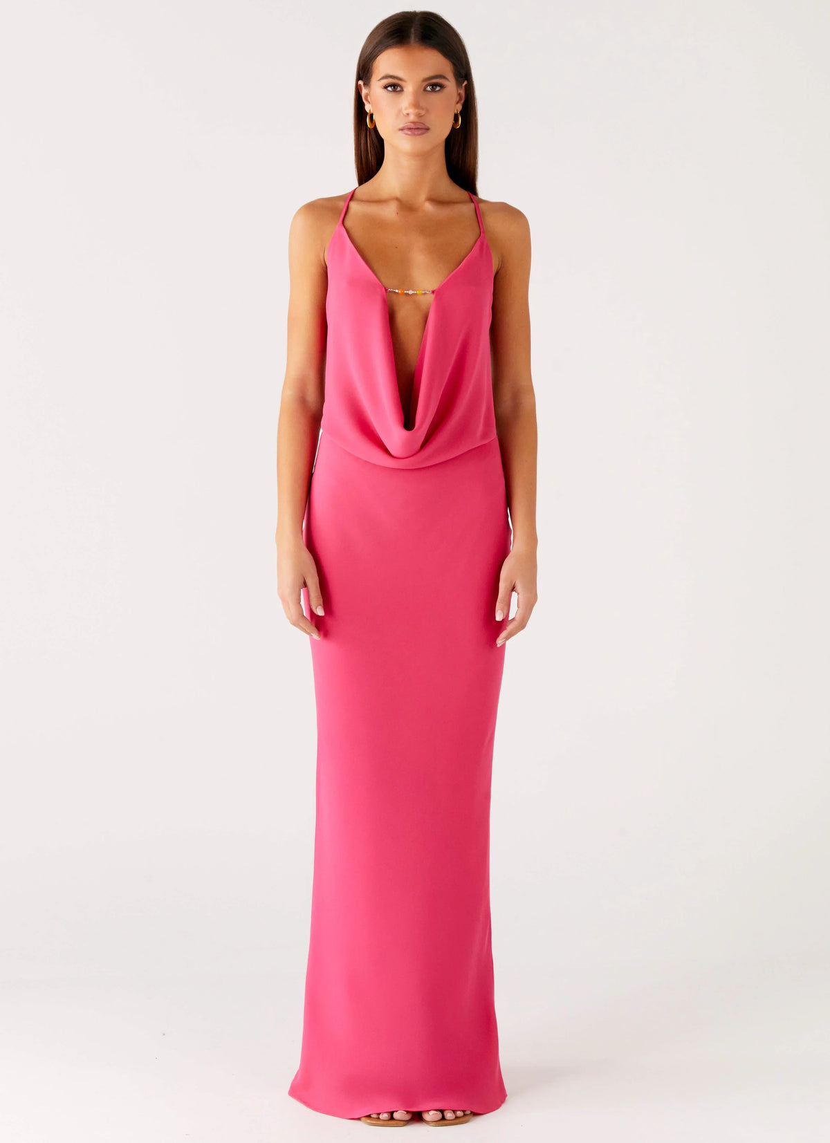 Pure Heart Cowl Maxi Dress Fuchsia