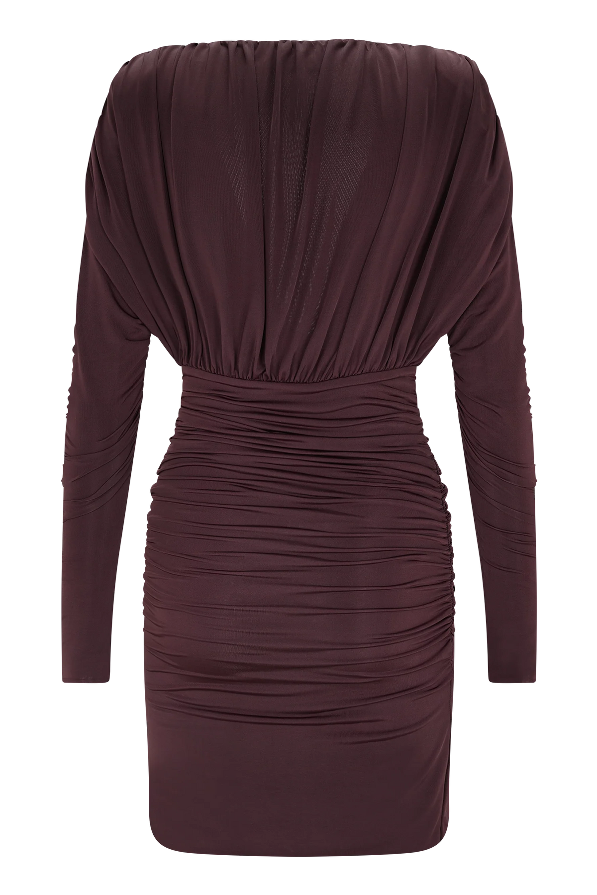 Hayden Long Sleeve Plunge Mini Dress Burgundy