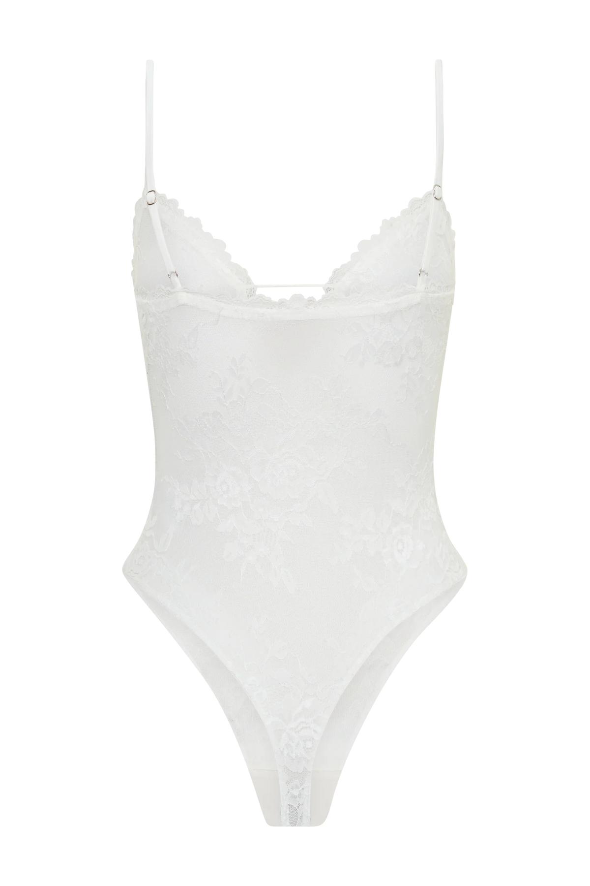 Jasper Sheer Plunge Lace Bodysuit Ivory