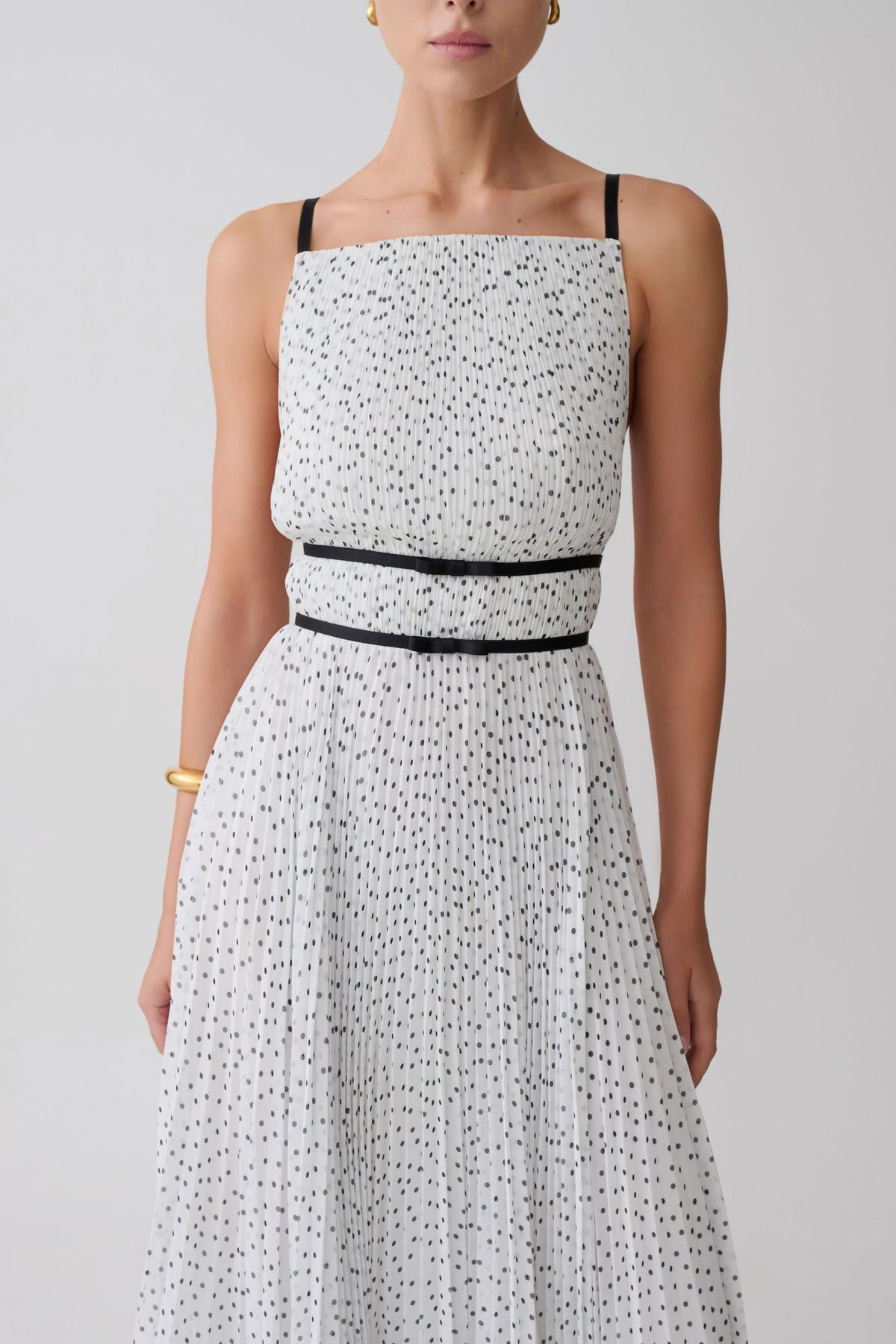Clarisse Pleated Maxi Dress Polka Dot