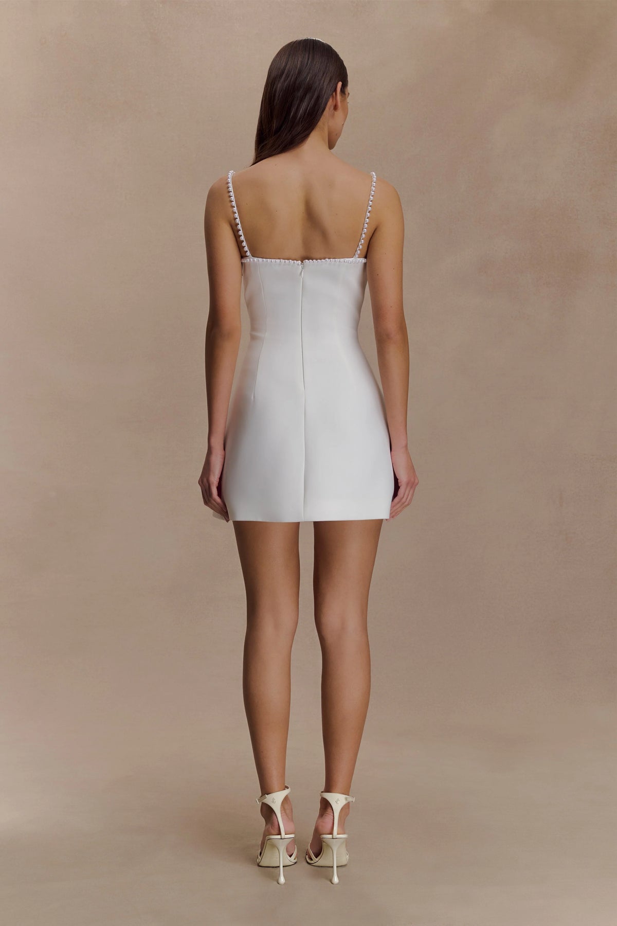 Kingsley Beaded Neckline Mini Dress Ivory