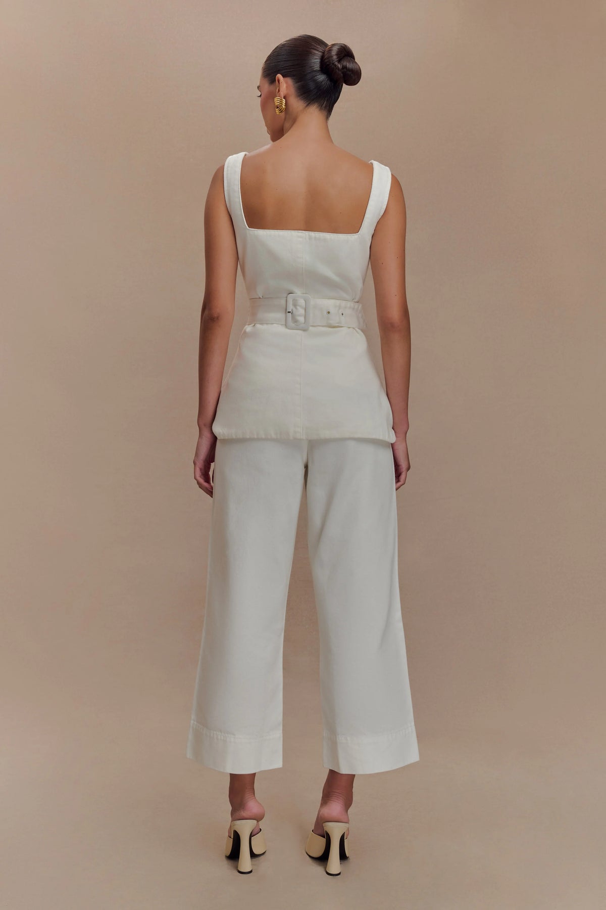 Kaitlyn Cropped Wide Leg Jeans White