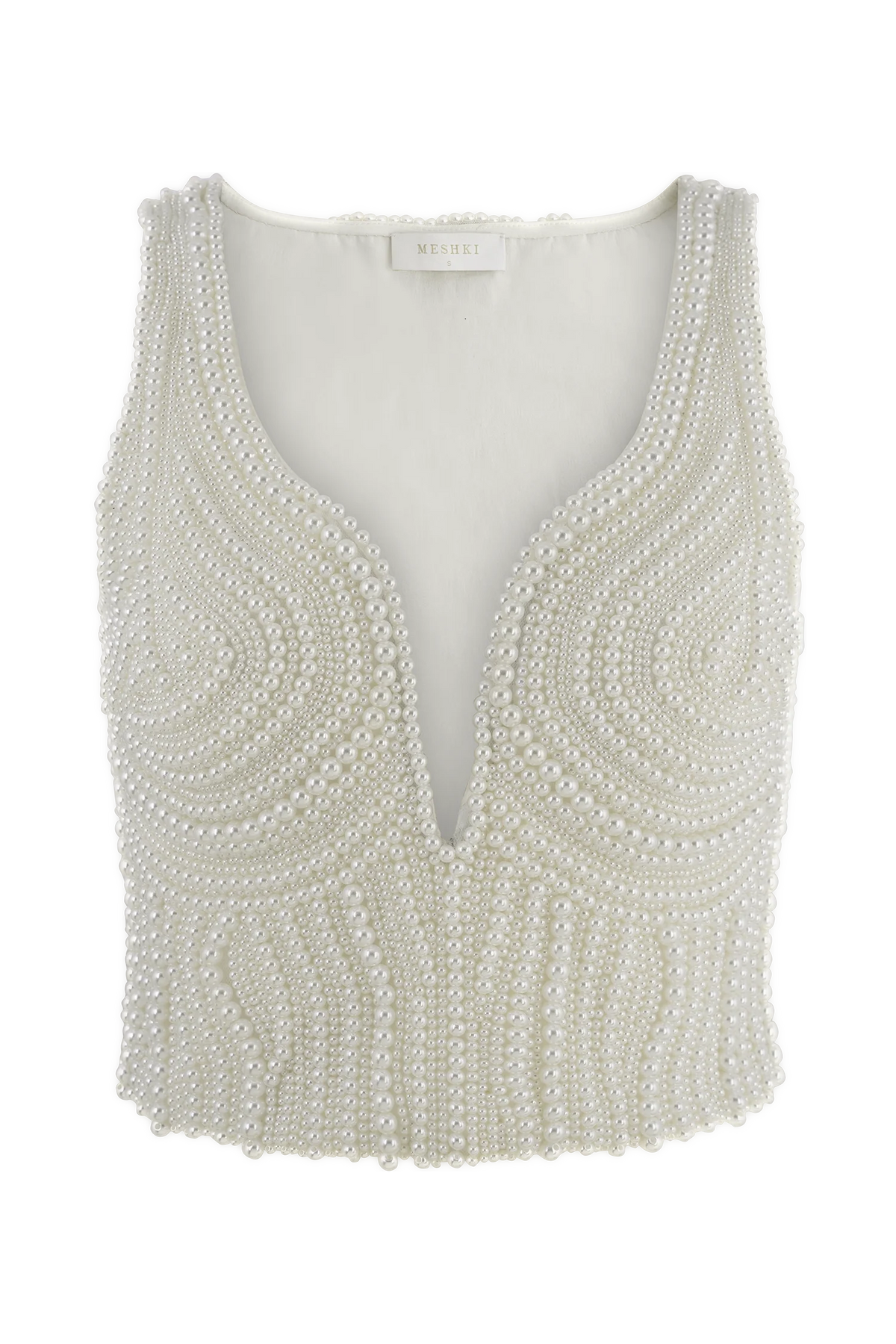 Kathia Pearl Hand Beaded Top White
