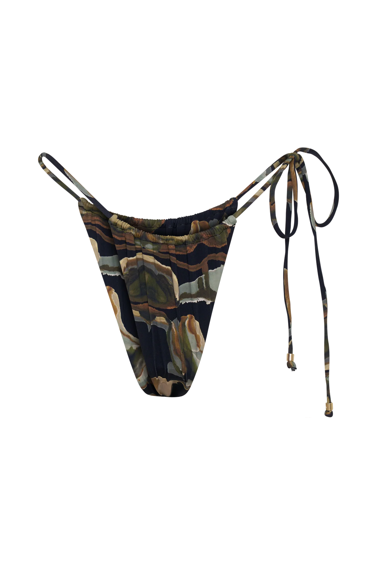 Andie Ruched String Side Bikini Brief Green Fluid Reverie Print