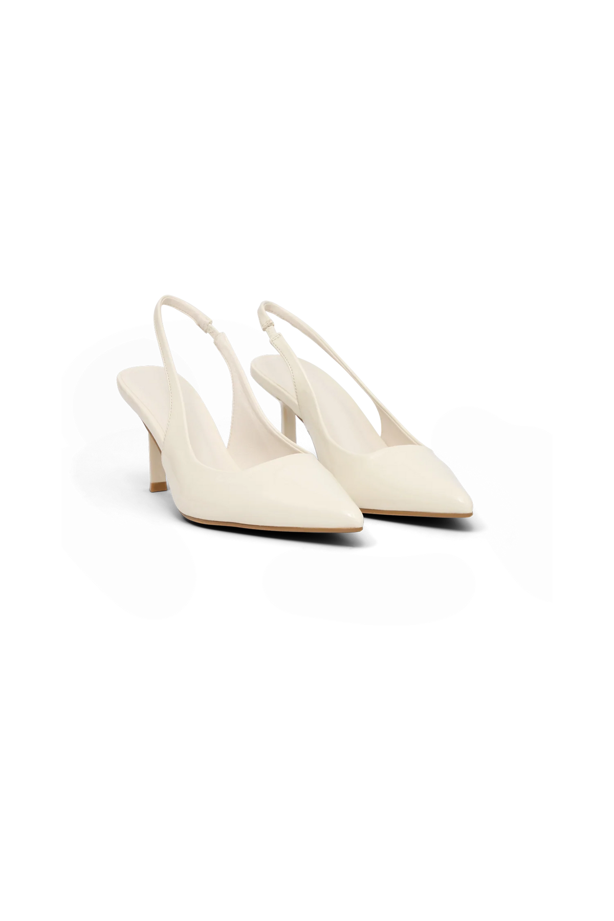 Dasha Patent Sling Back Heels Ivory