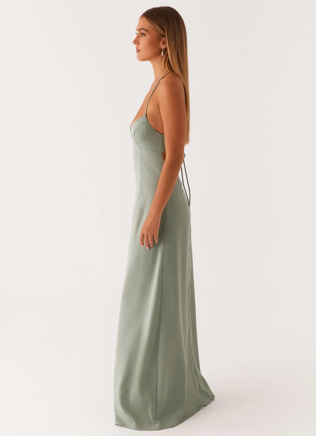 Middle Ground Linen Maxi Dress Sage