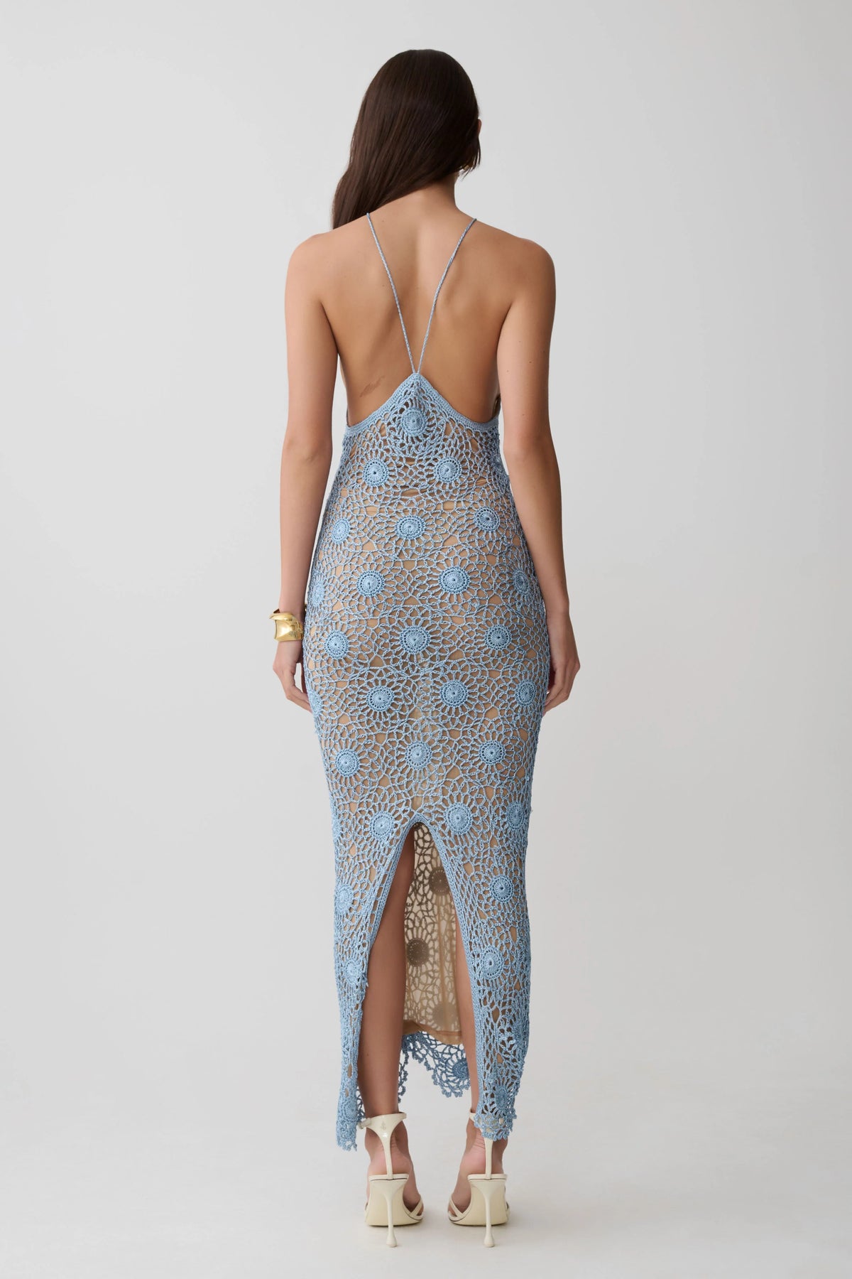 Sam Halter Hand Crochet Maxi Dress Periwinkle