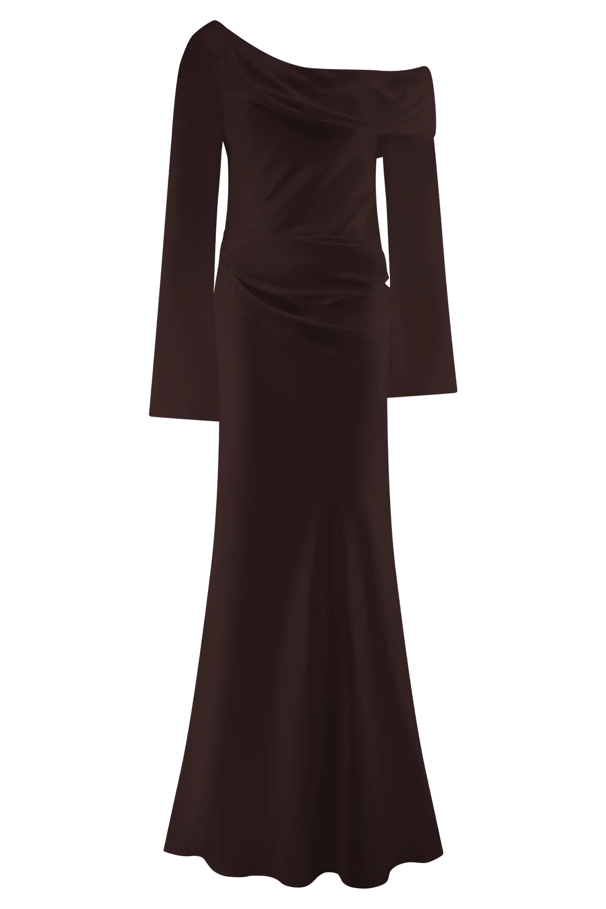 Iris Long Sleeve Satin Maxi Dress Dark Chocolate