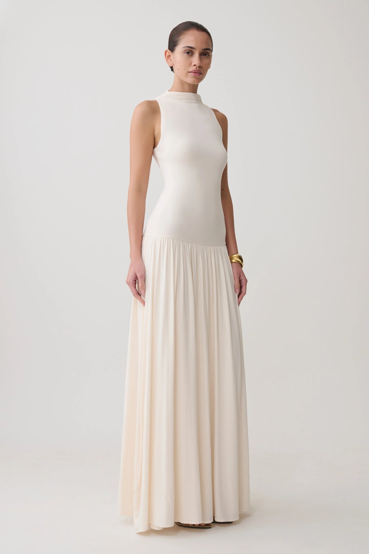 Zsela High Neck Modal Maxi Dress Ivory