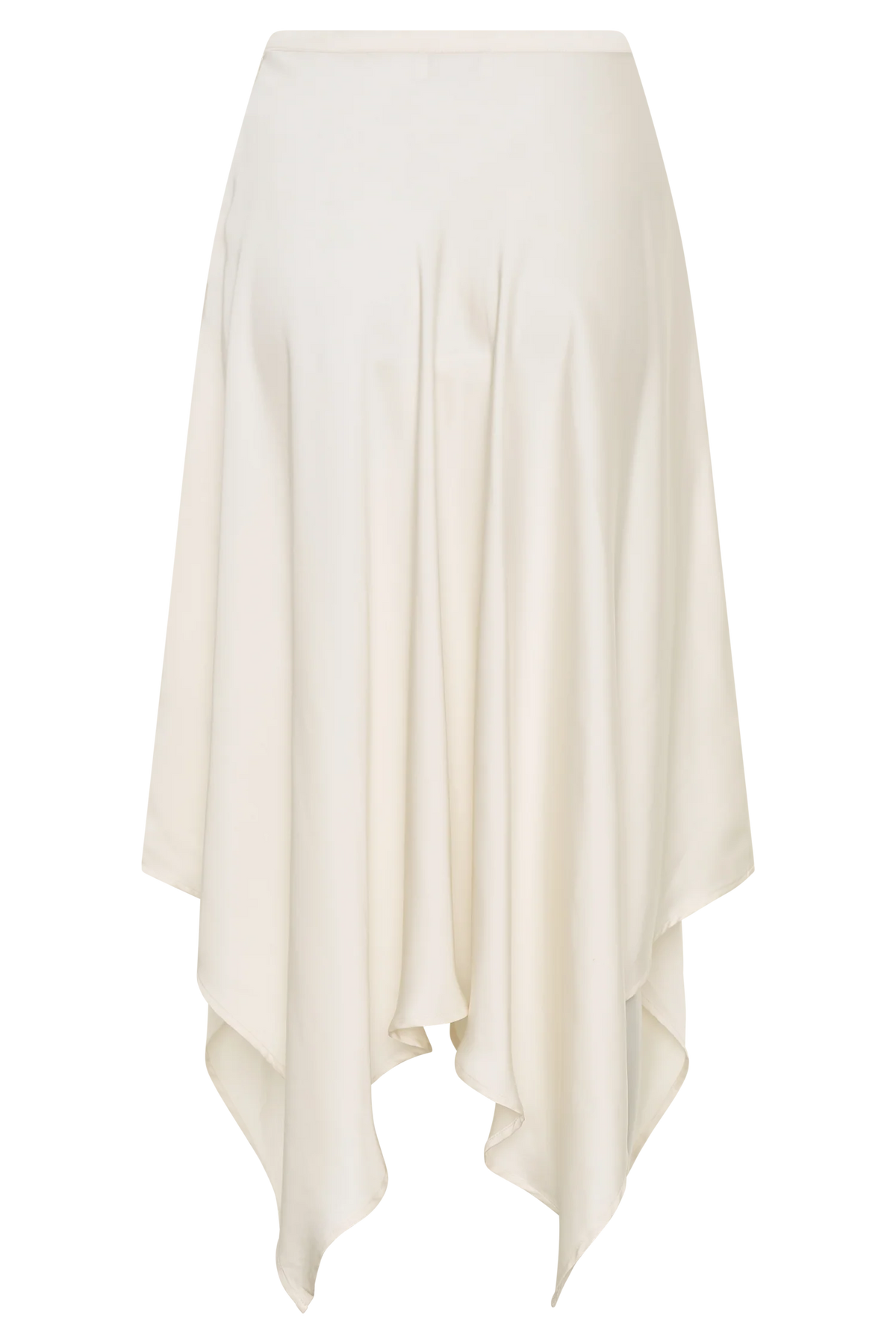 Coralie Asymmetric Satin Midi Skirt Ivory