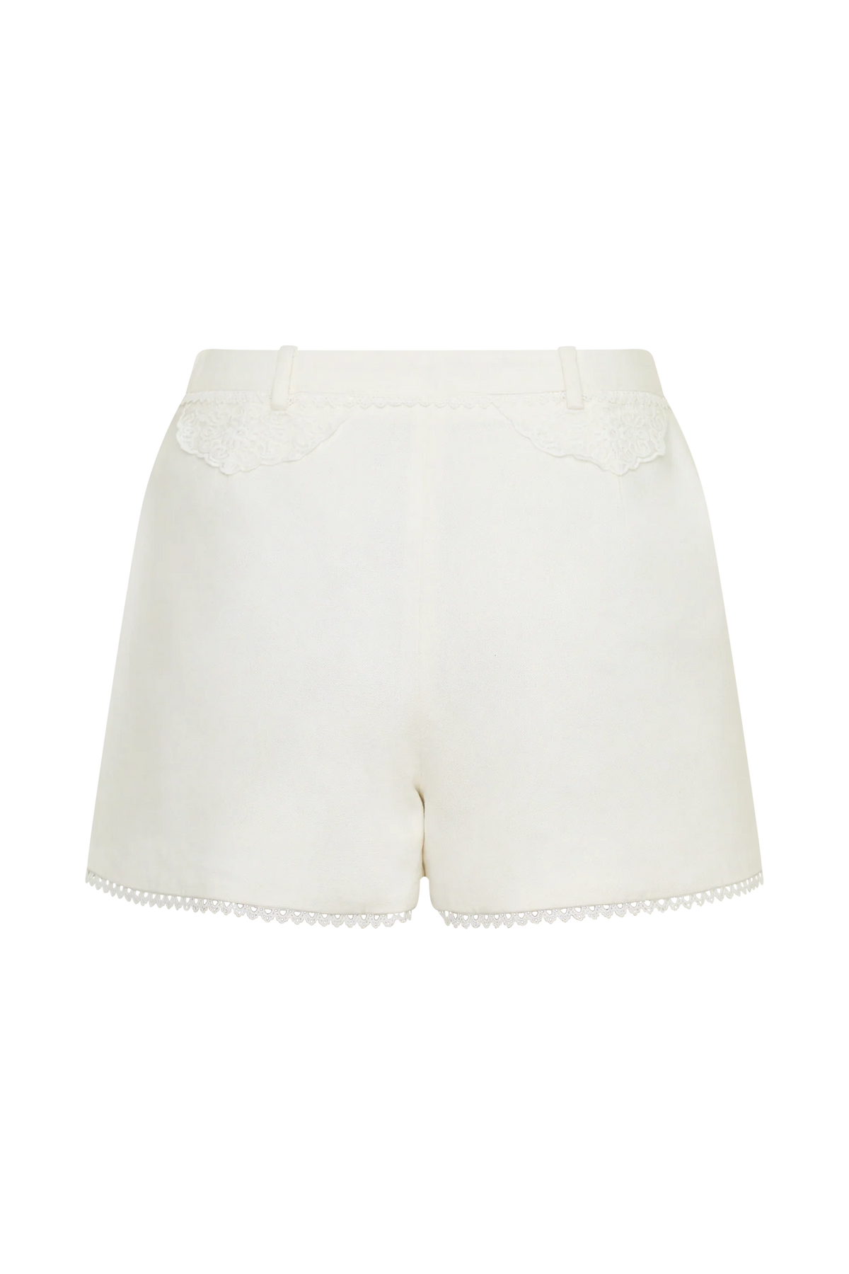 Melody Linen Short With Lace White