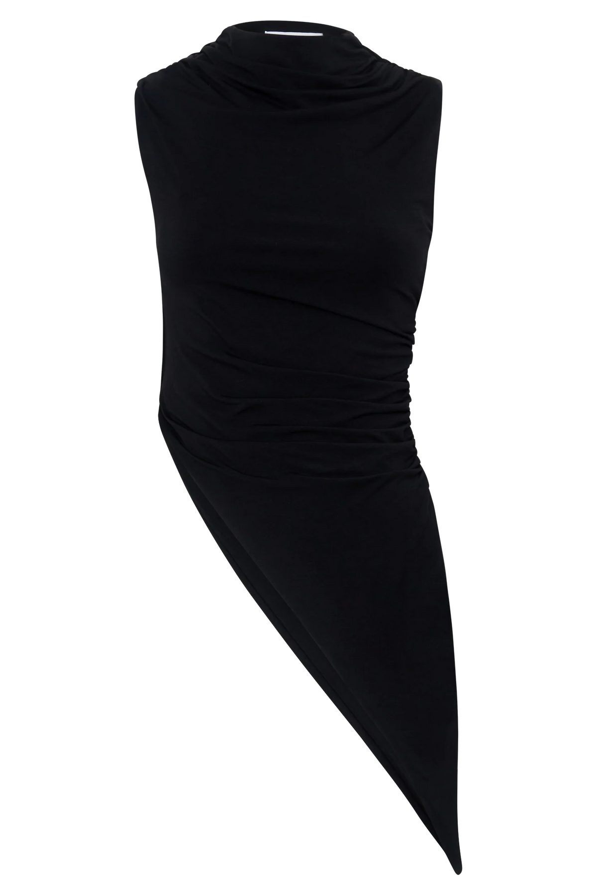 Suong High Neck Gathered Top Black