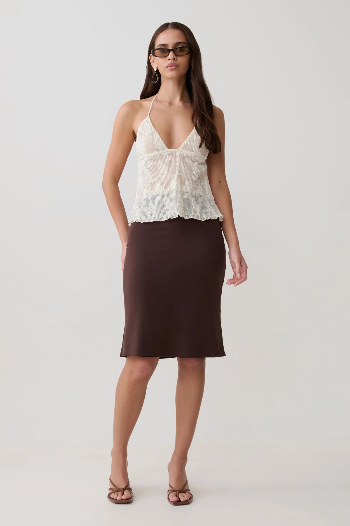 Ambrose Lace Cami Halter Top Ivory