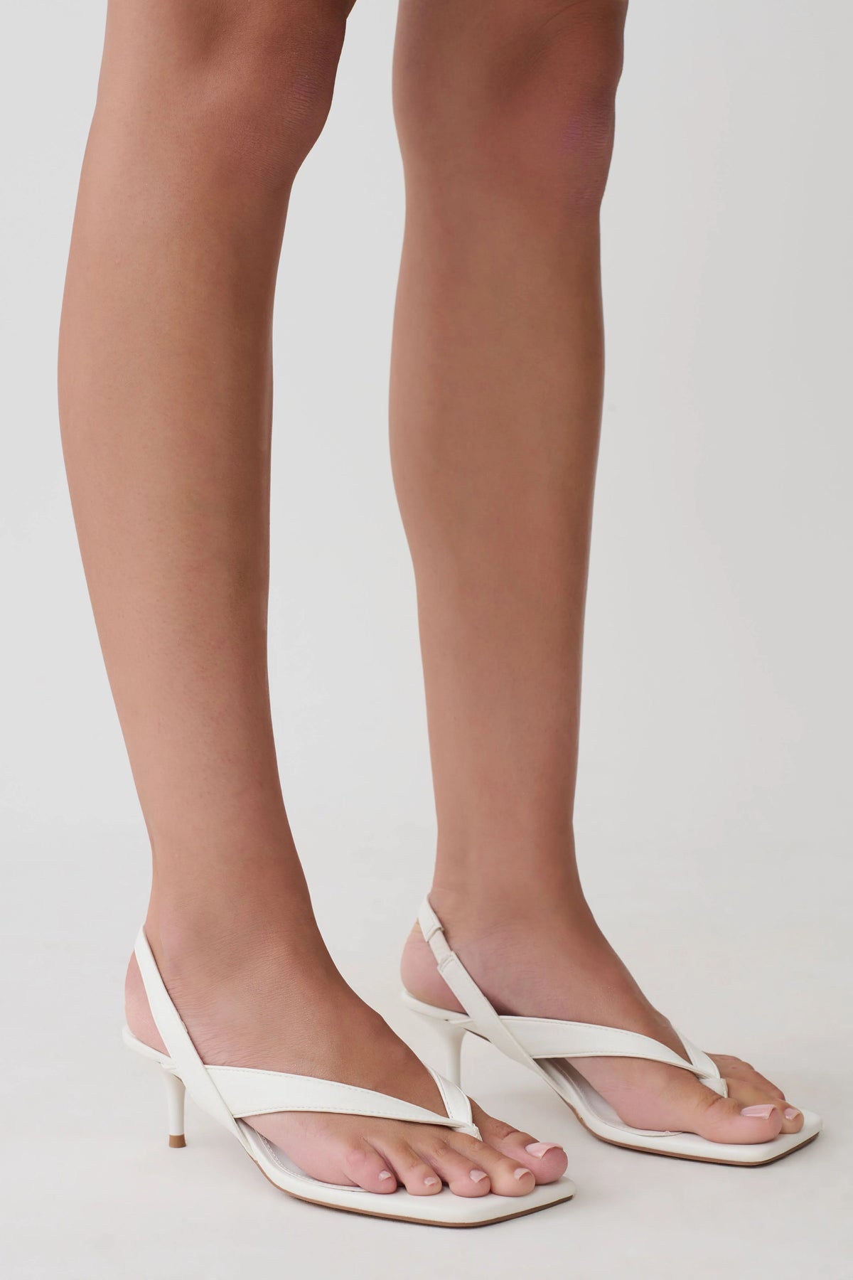 Mai Sling Back Thong Heel White