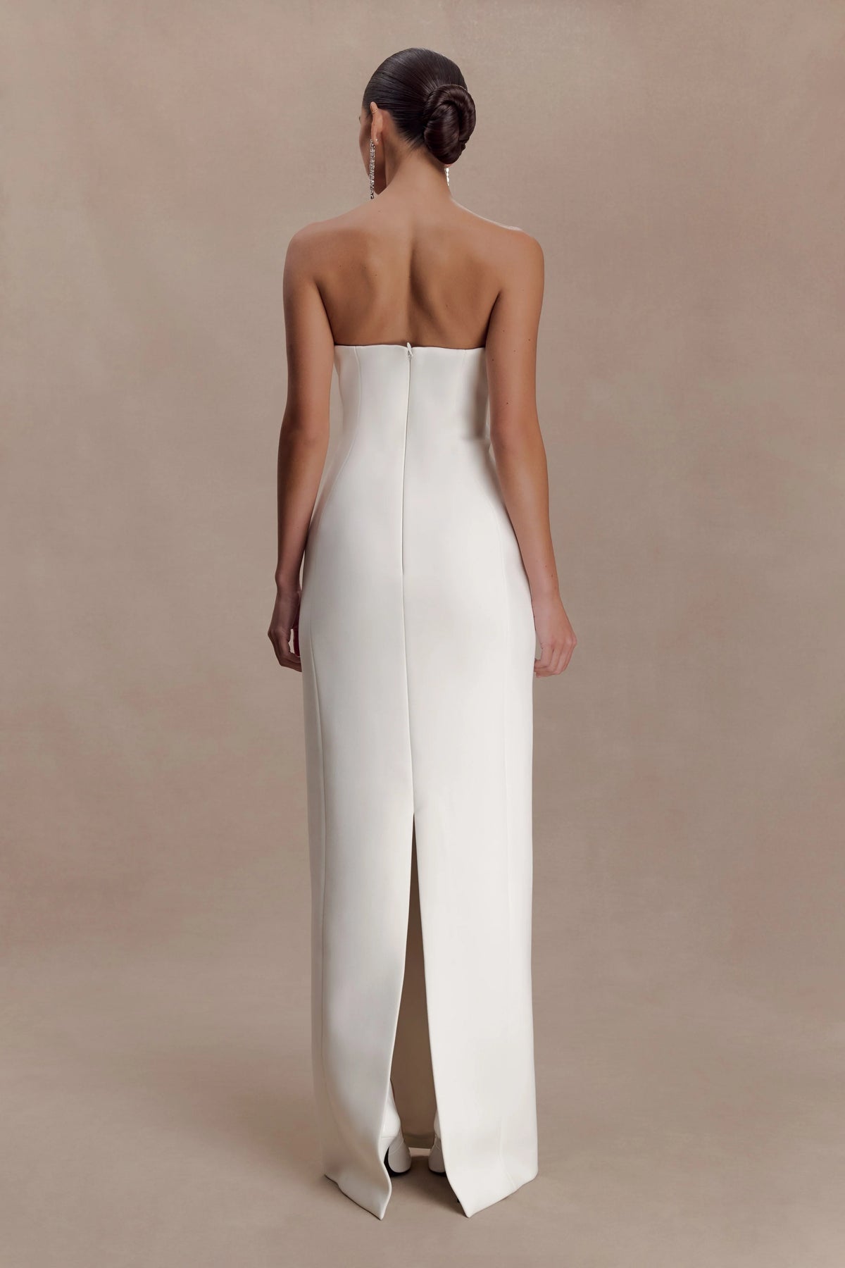 Hilda Embellished Strapless Maxi Dress White