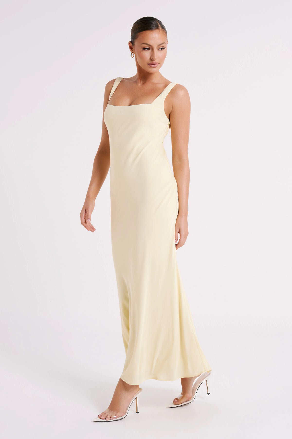 Ensley Satin Maxi Dress Light Yellow
