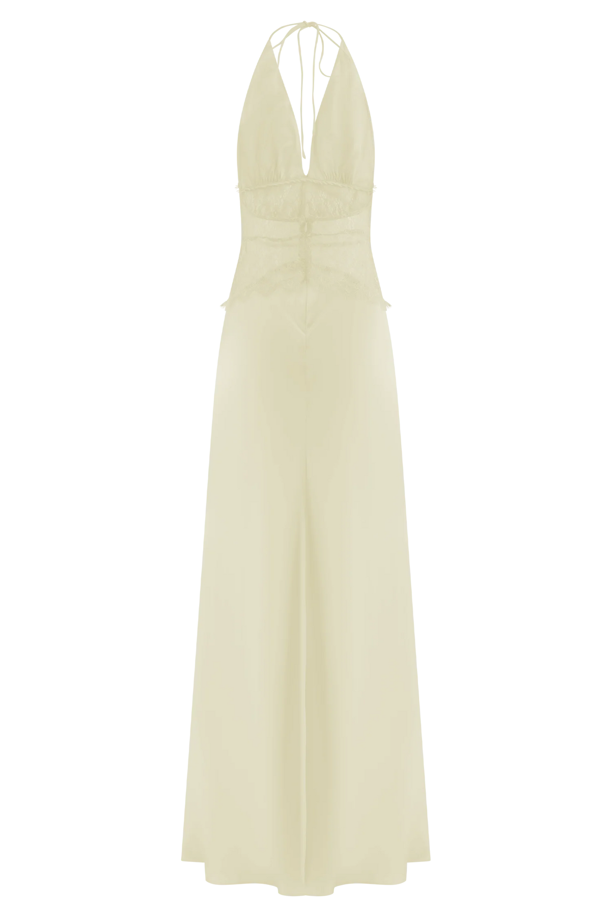 Dinah Lace And Satin Maxi Dress Lemon