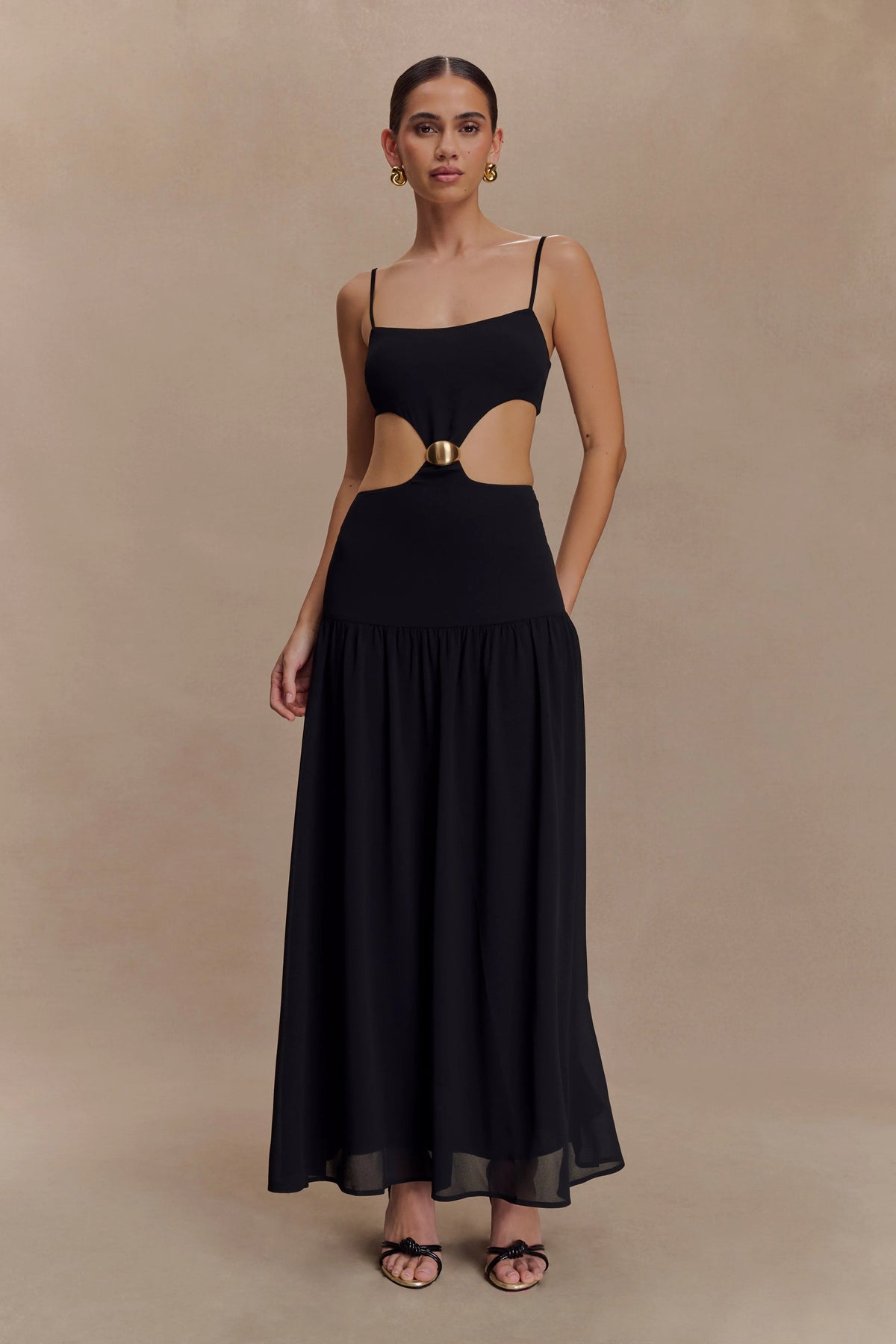 Georgina Chiffon Midi Dress Black