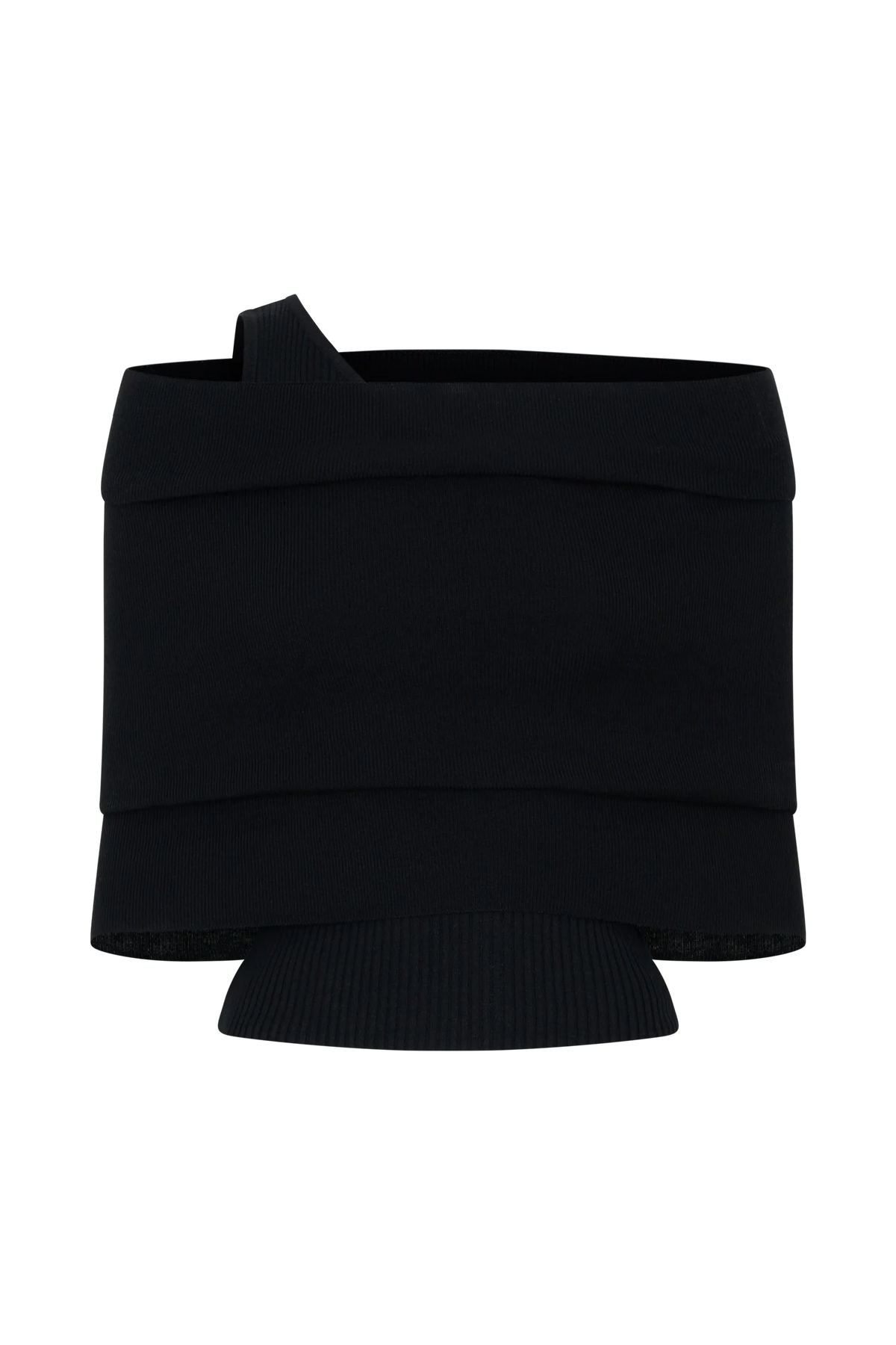 Sierra Asymmetrical Cashmere Blend Knit Top Black