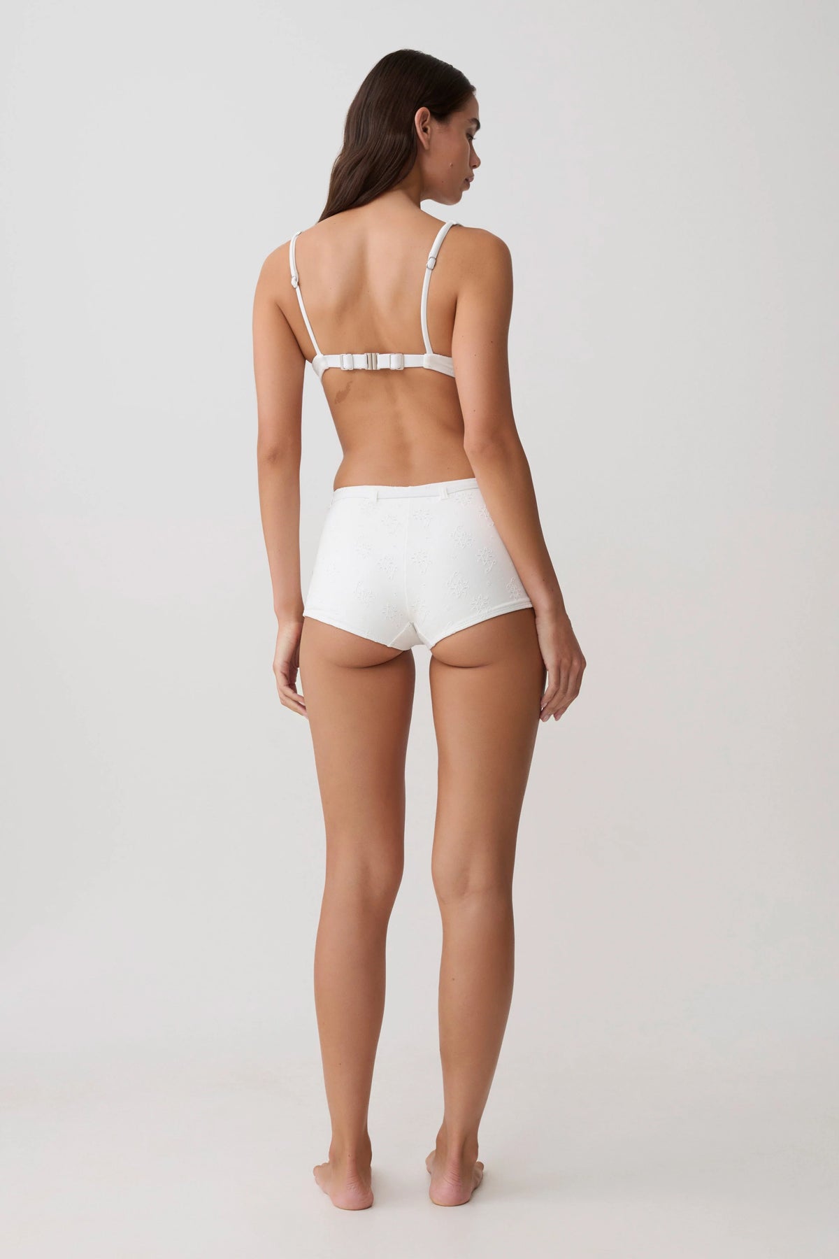 Abra Underwire Apex Bikini Top White Textured Fabric
