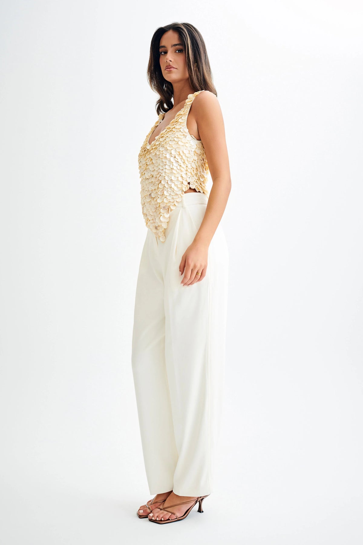 Willow Mother Of Pearl Halter Top Pearl