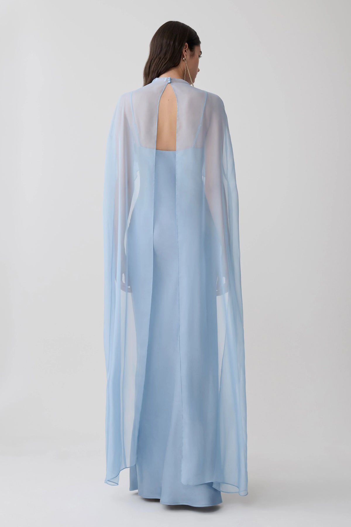 Martinne Chiffon Cape Maxi Dress Arctic Blue