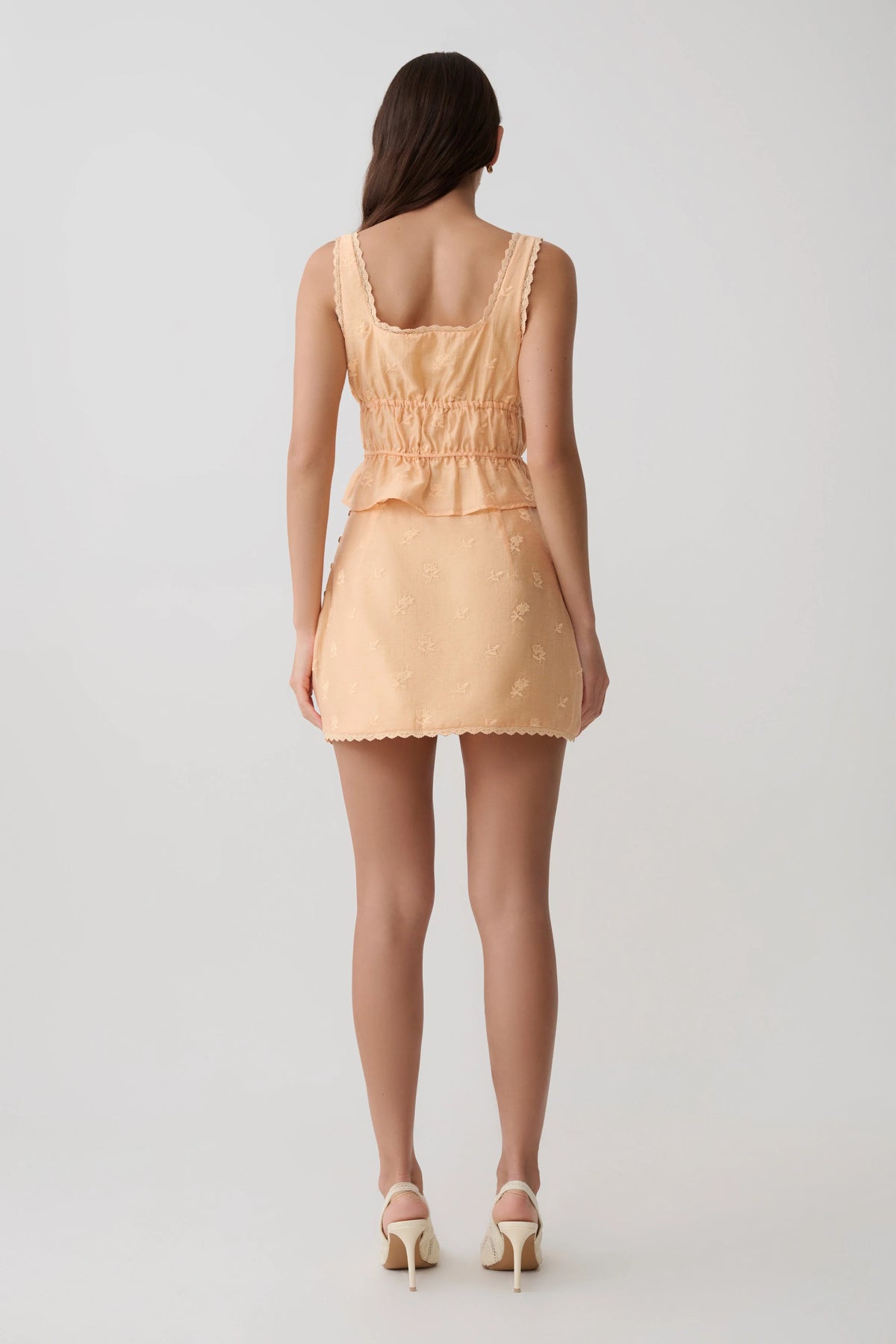 Vivian Embroidered Mini Skirt Orange