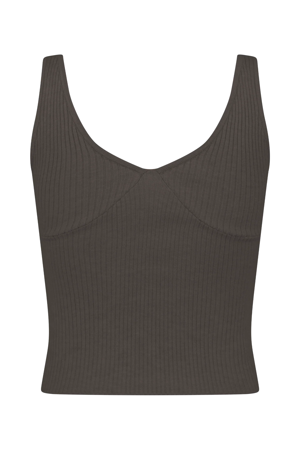Natalya Ribbed Knit Cami Top Dark Chocolate