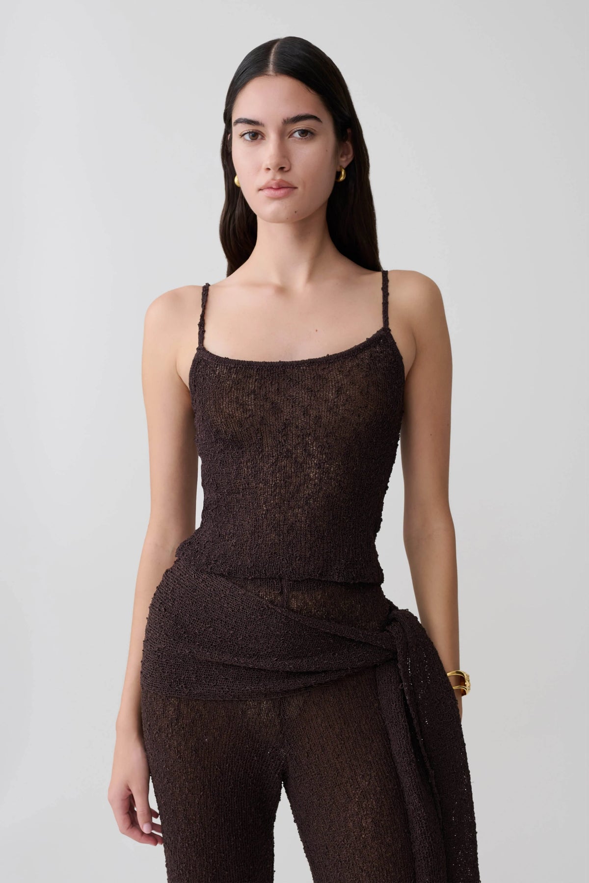 Mattais Boucle Knit Top Dark Chocolate