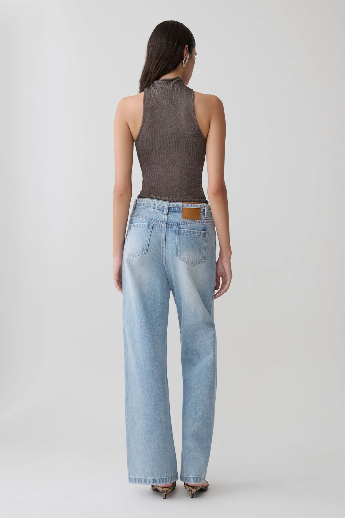 Nikki Lurex Top With Hardware Gunmetal