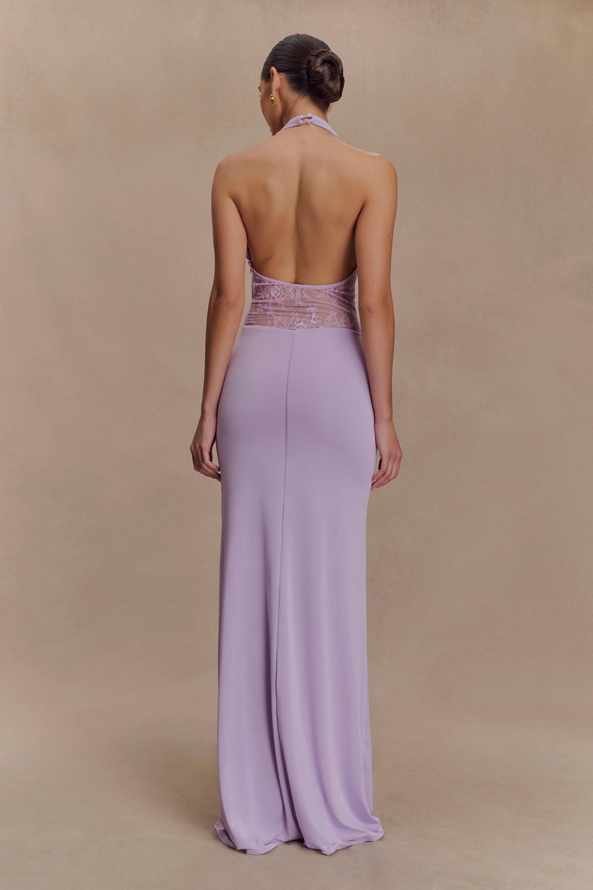 Bonnie Slinky And Lace Maxi Dress Lilac