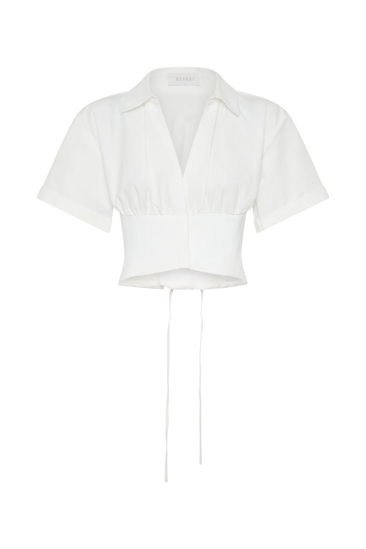 Noelia Tie Back Short Sleeve Shirt White