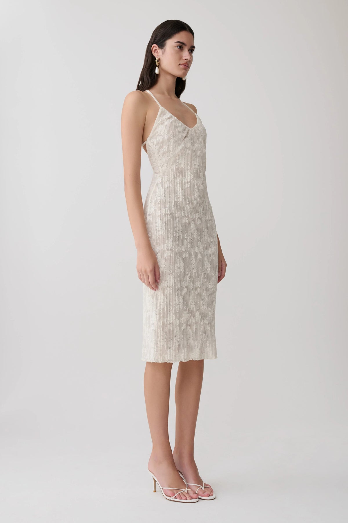 Ambrose Lace Midi Dress Ivory