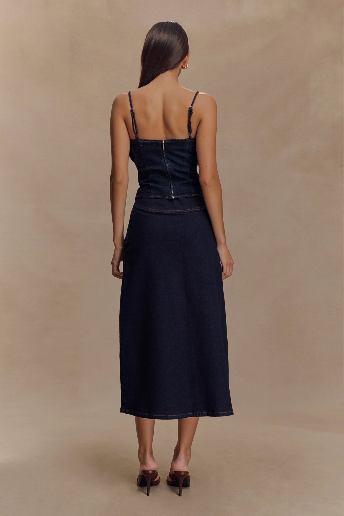 Cecilia Denim Frill Corset Indigo Blue