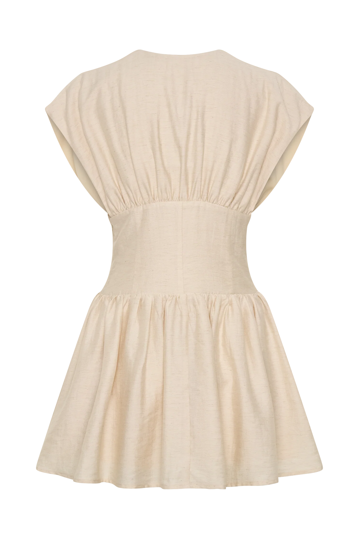Arabella Cinched Waist Linen Mini Dress Natural