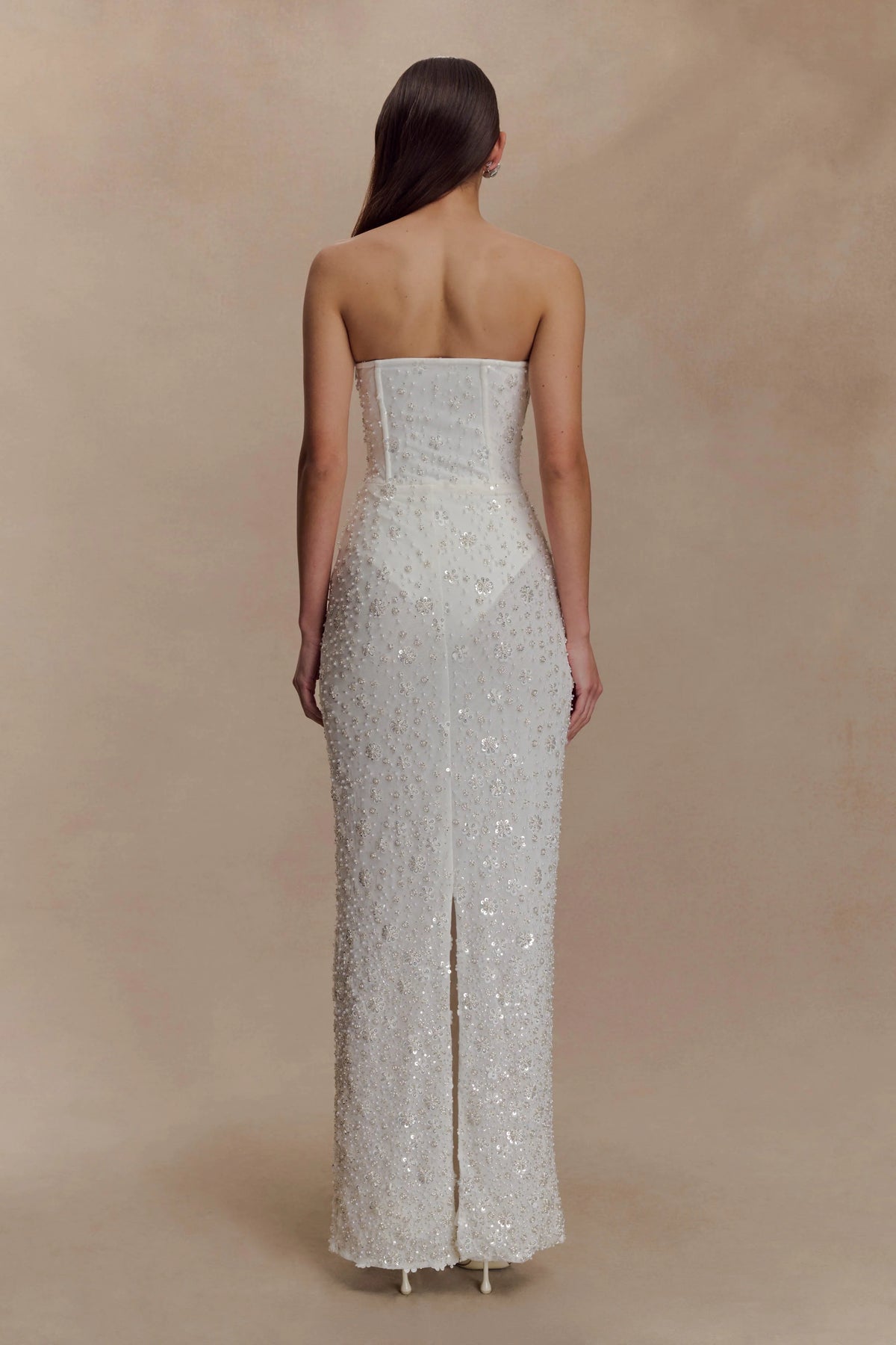 Gemma Strapless Embellished Maxi Dress Ivory