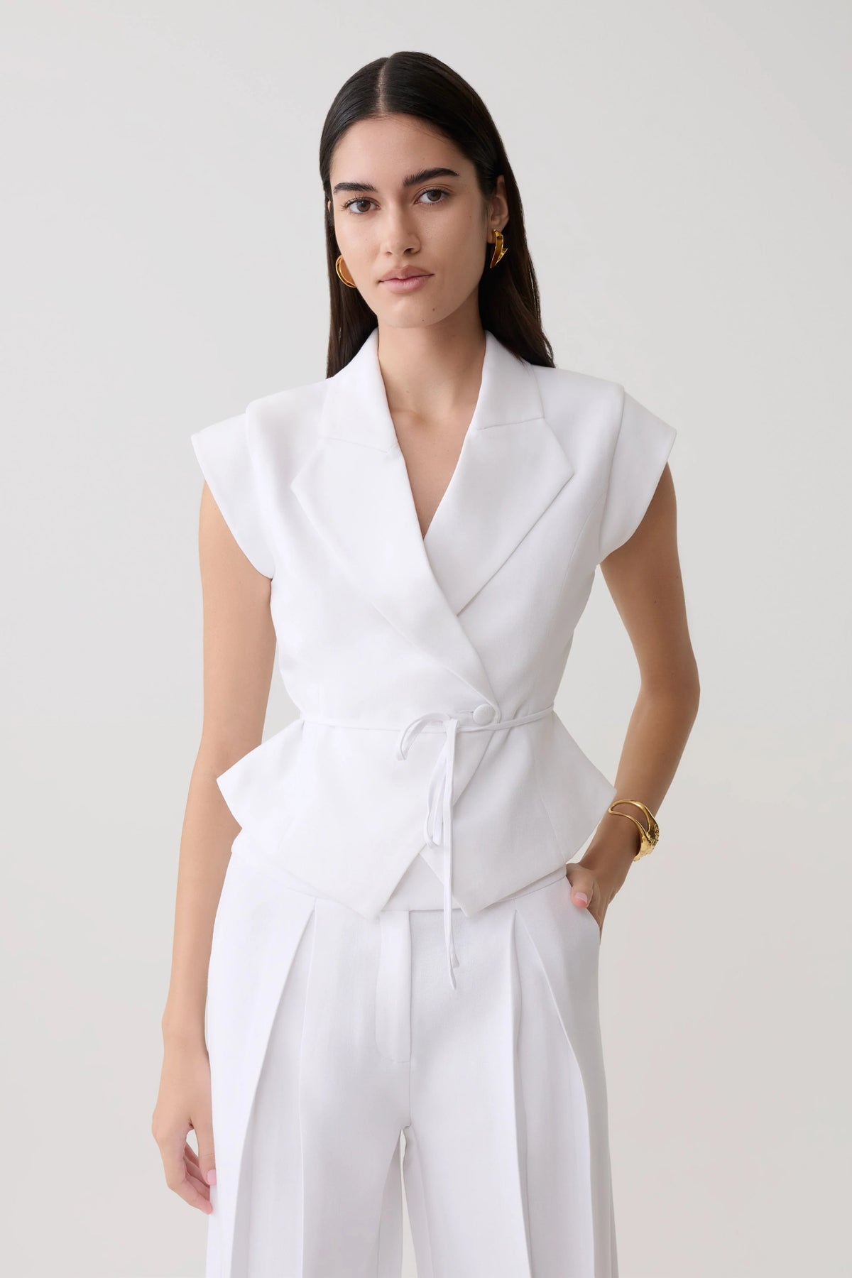 Andina Shortsleeve Linen Top White