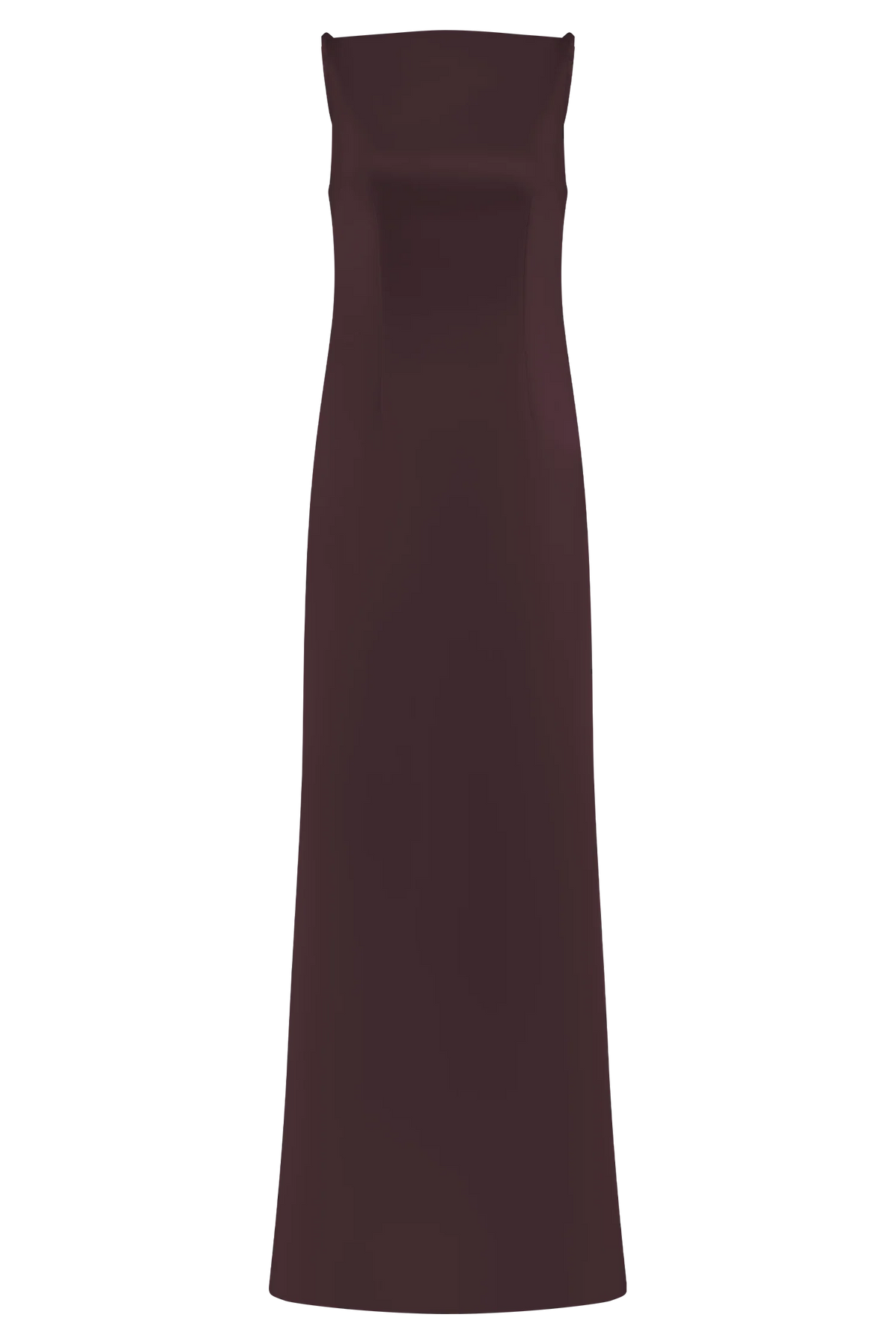Violet Sleeveless Satin Maxi Dress Dark Chocolate