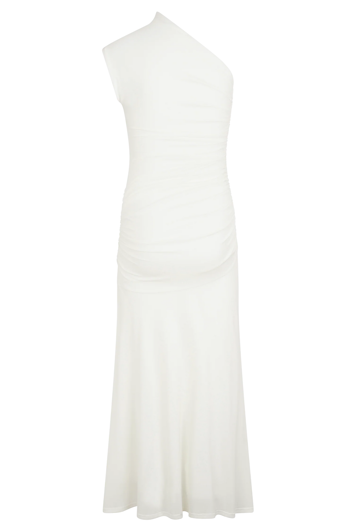 Chloe Peached Jersey One Shoulder Midi Dress Ivory